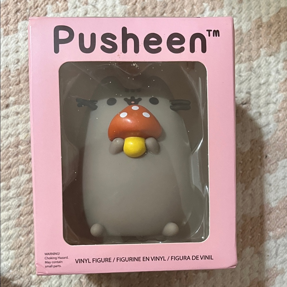 Pusheen Gray Figure Holding Orange Mushroom